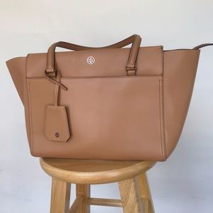 TORY BURCH BROWN LEATHER PACKER TOTE